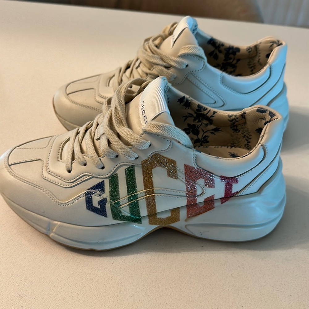 Slightly used Gucci Rhyton glitter sneaker